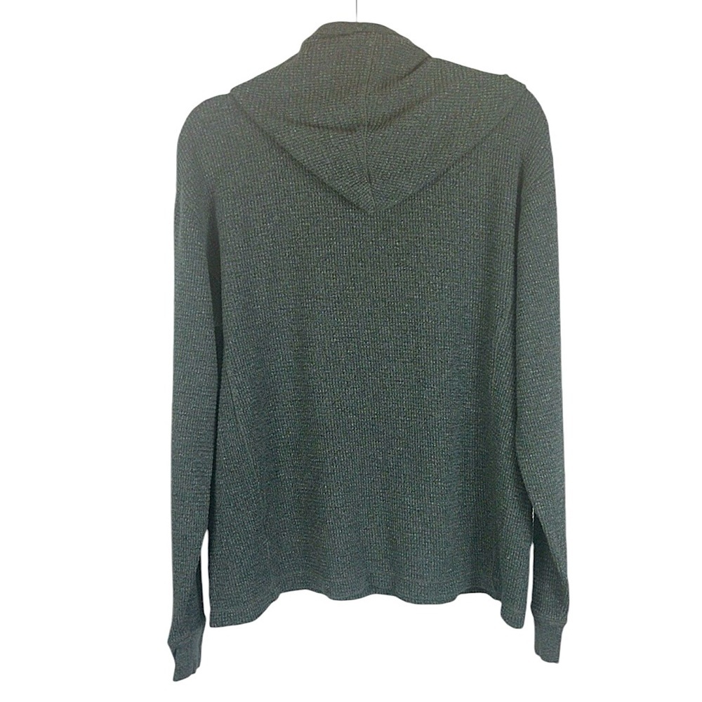 G.H. Bass & Co. cotton popover hooded pull tie textured sweater Sz M